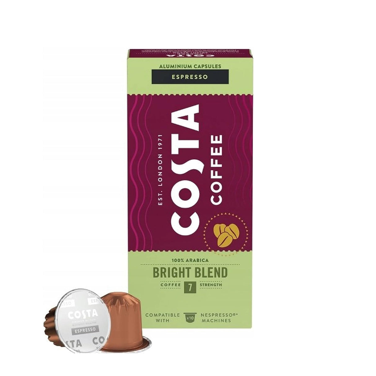 Costa Coffee Espresso Bright Blend Coffee Capsules 1x10 Nespresso Compatible