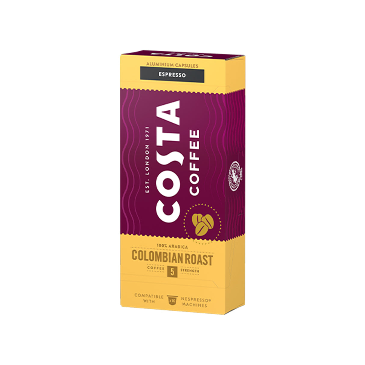 Costa Coffee Colombian Roast Espresso Coffee Capsules 1x10 Nespresso Compatible