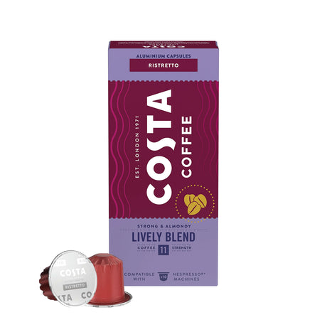 Costa Coffee Lively Blend Ristretto Coffee Capsules 1x10 Nespresso Compatible