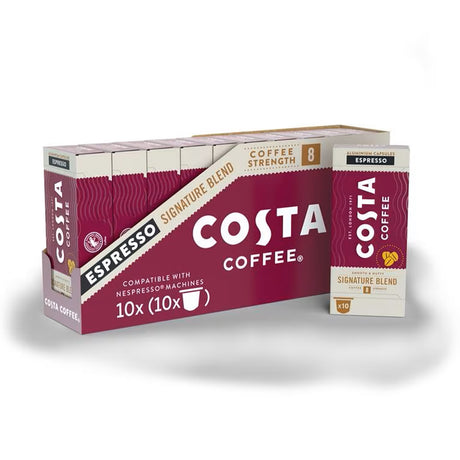 Costa Coffee Espresso Signature Blend Coffee Capsules 10x10 Nespresso Compatible