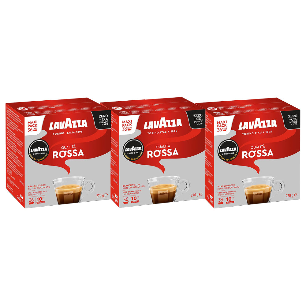 Lavazza A Modo Mio Qualita Rossa Maxi Pack Coffee Pods 3x36