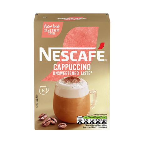 Nescafe Cappuccino Unsweetened Taste Instant Coffee Sachets 6x8