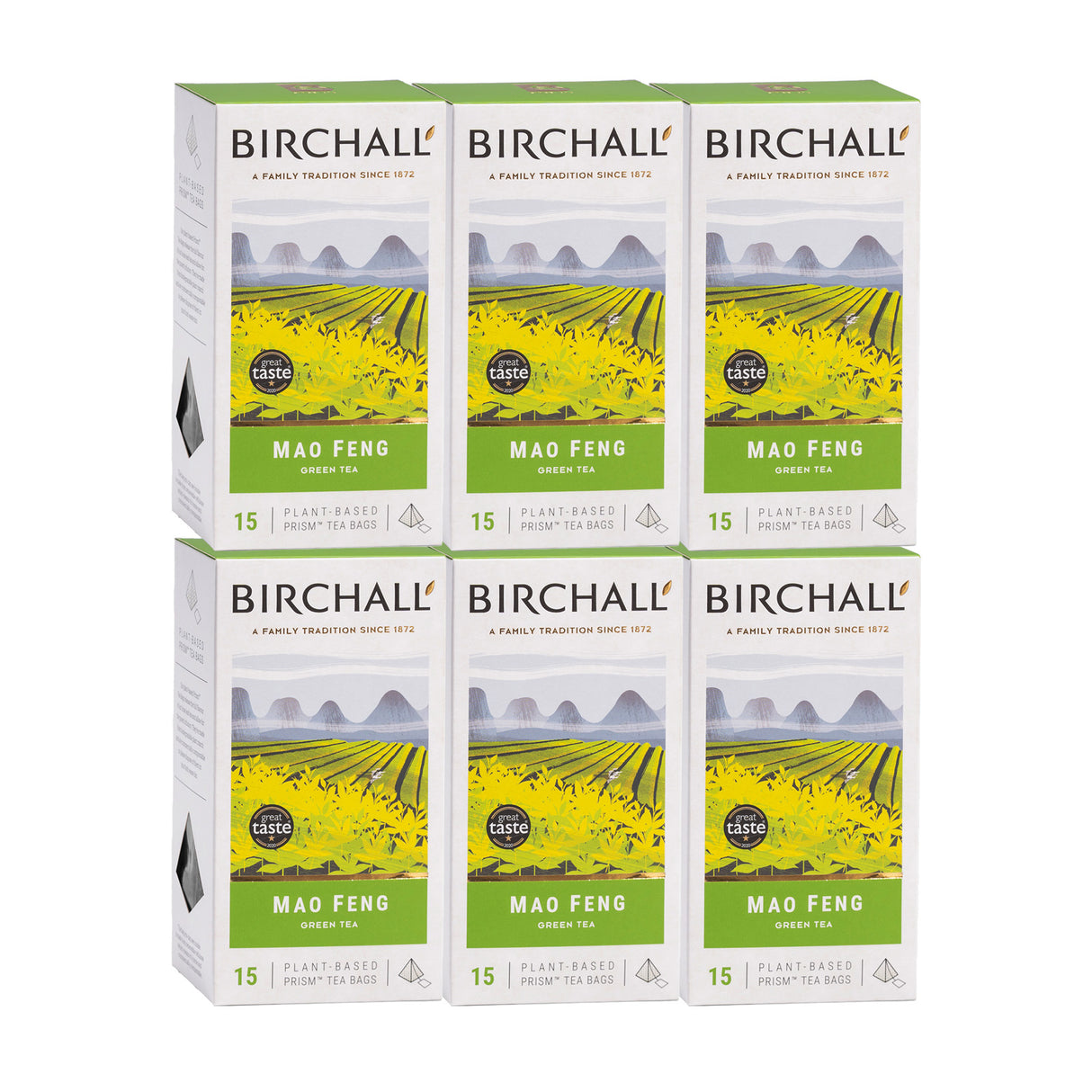 Birchall Mao Feng Green Tea Prism Tea Bags 6x15