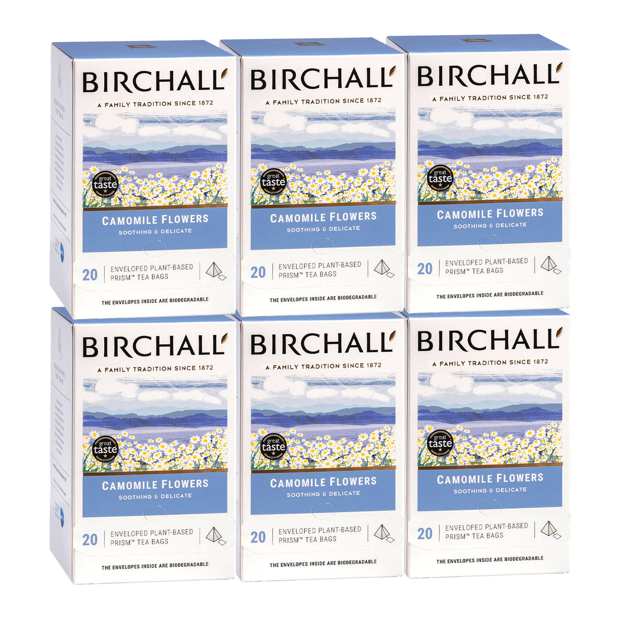 Birchall Camomile Flowers Enveloped Prism Tea Bags 6x20