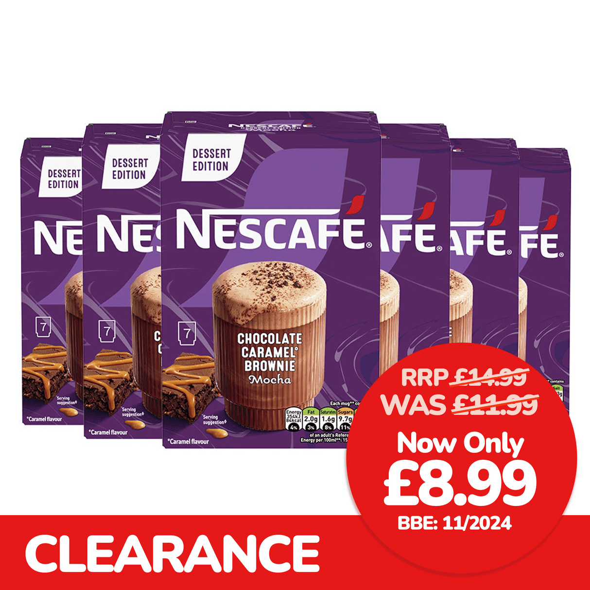 Nescafe Chocolate Caramel Brownie Mocha Instant Coffee Sachets 6x7 BBE: 11/2024