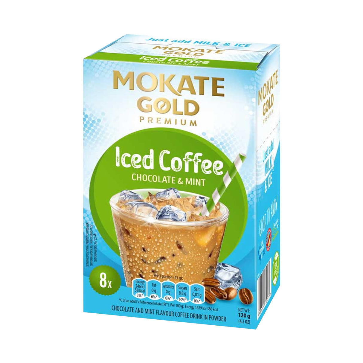 Mokate Gold Mint Choc Instant Iced Coffee Sachets Case 12x8