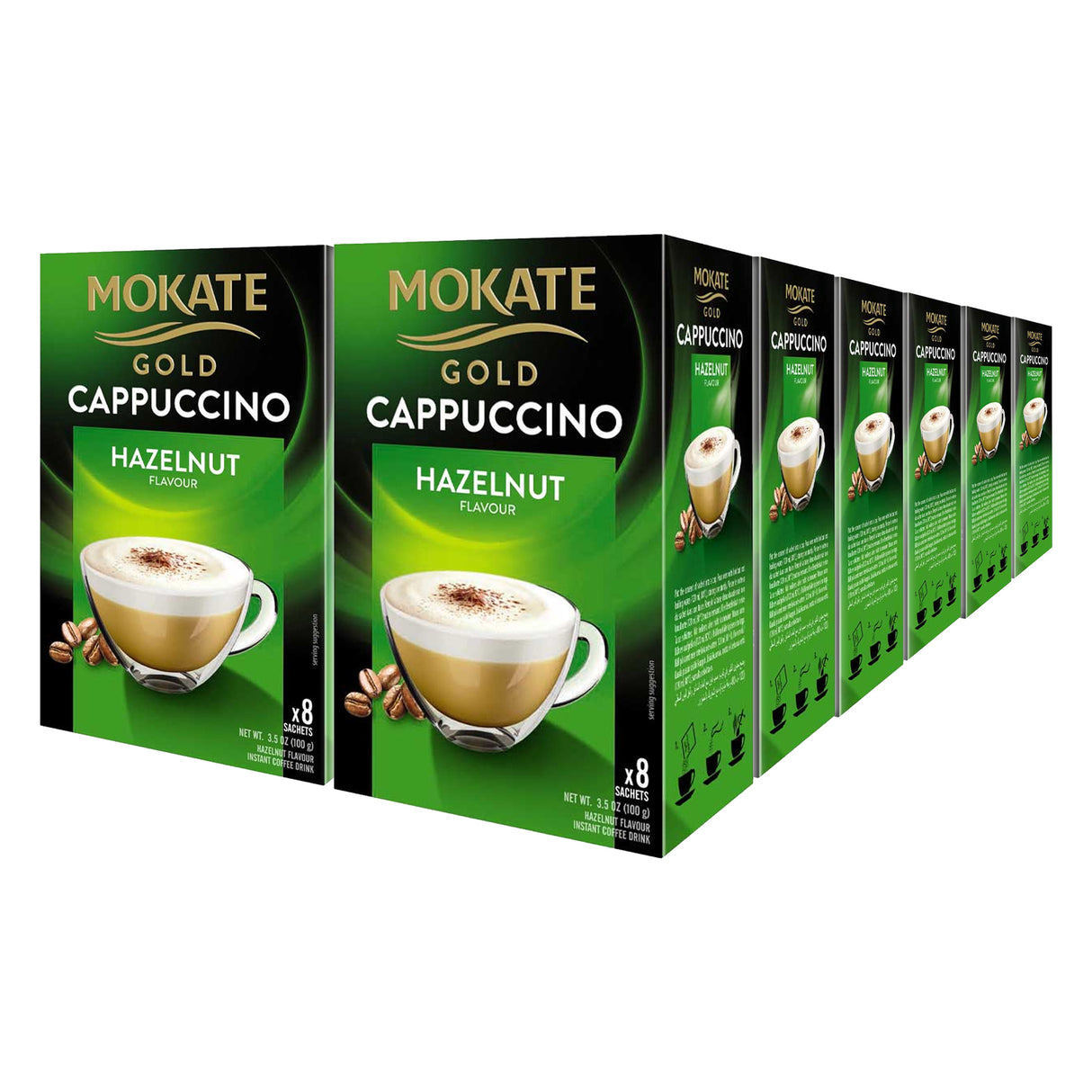 Mokate Gold Hazelnut Cappuccino Sachets Case 12x8