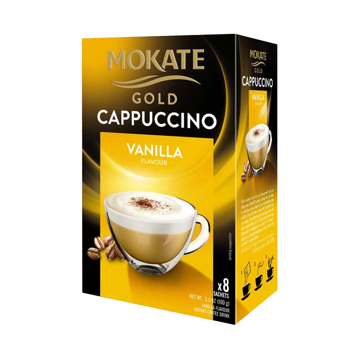 Mokate Gold Vanilla Cappuccino Sachets Case 12x8