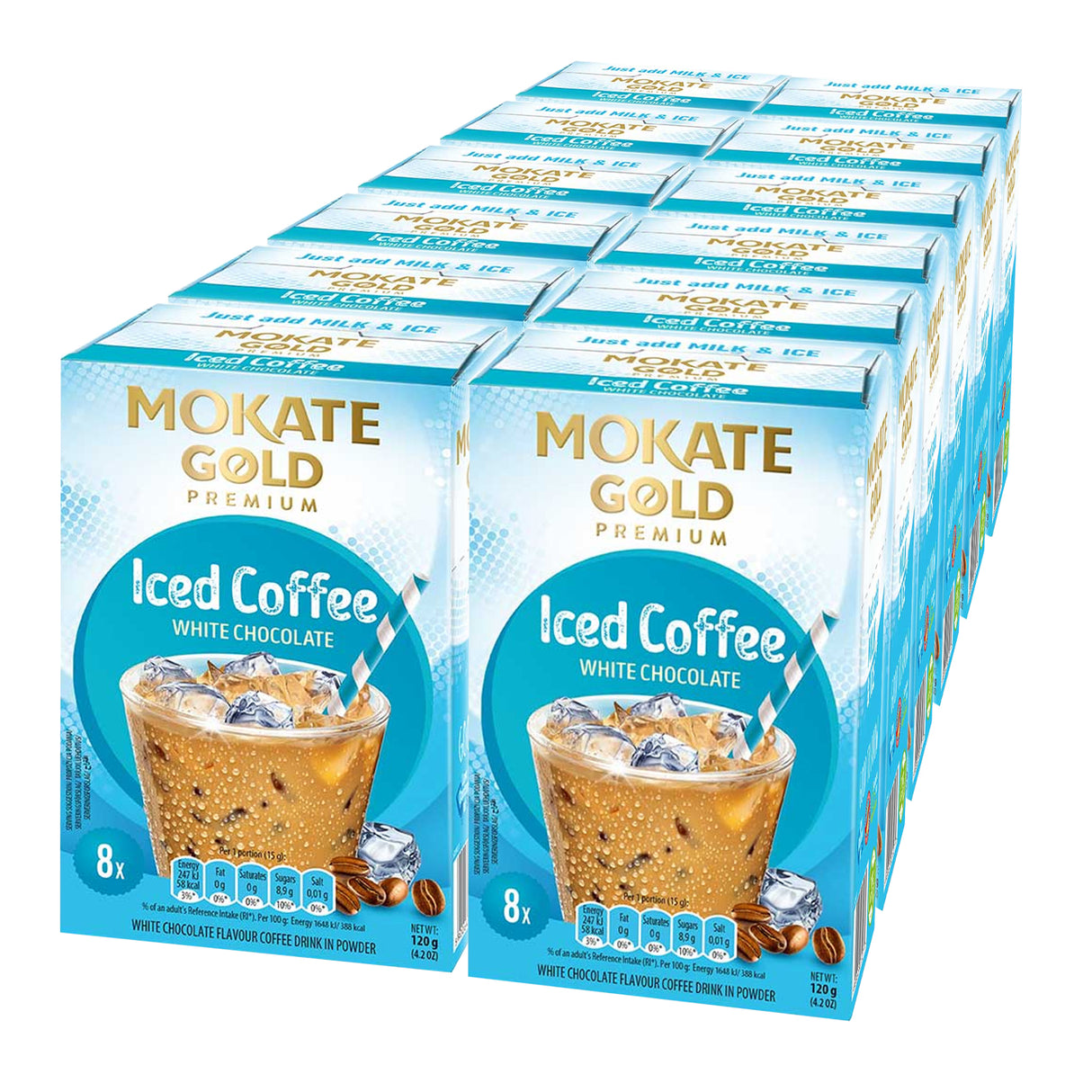 Mokate Gold White Chocolate Iced Coffee Sachets Case 12x8