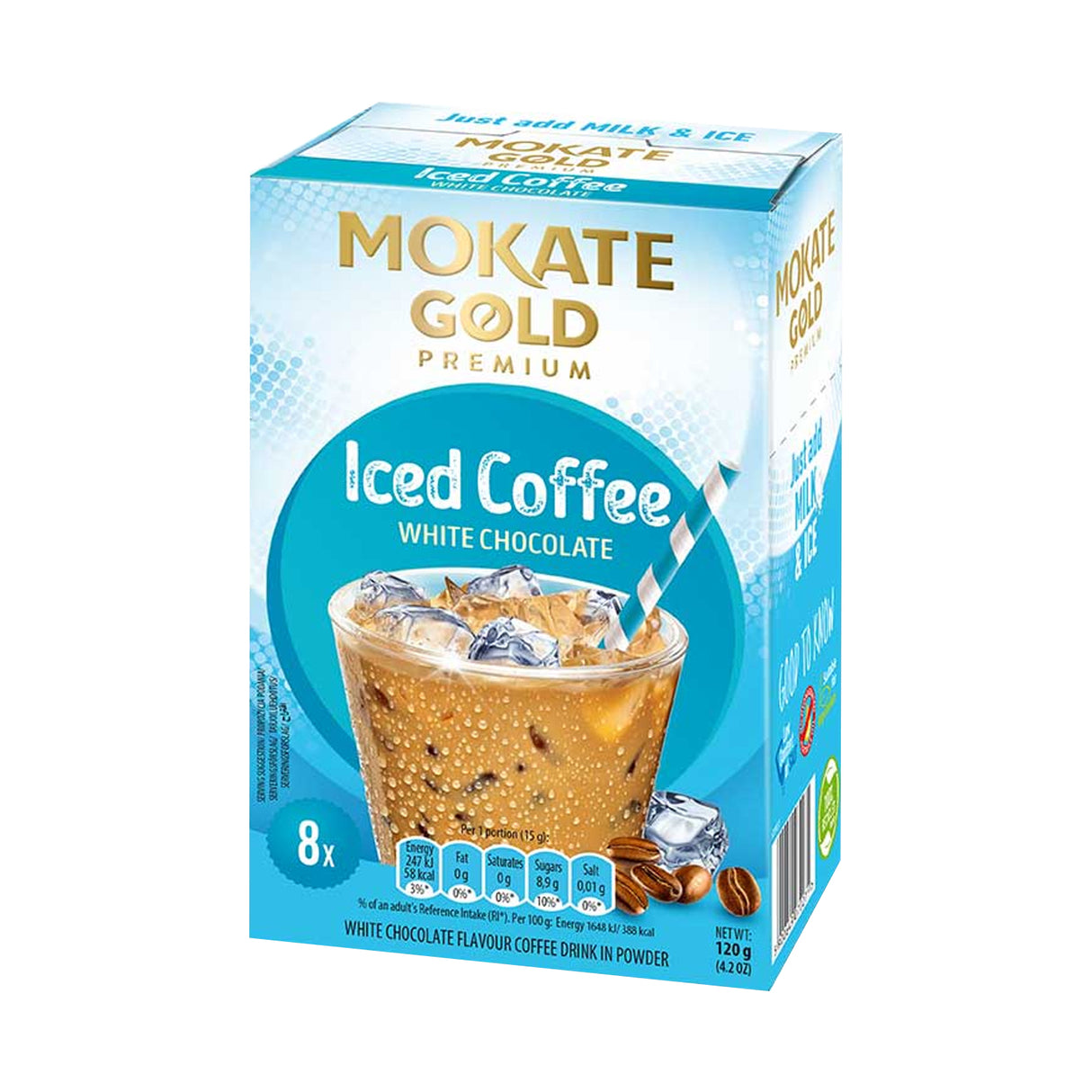 Mokate Gold White Chocolate Iced Coffee Sachets Case 12x8