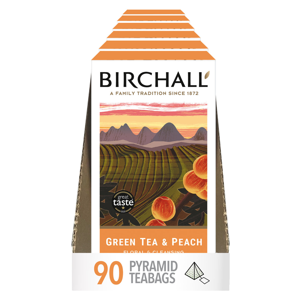 Birchall Green Tea & Peach Prism Tea Bags 6x15