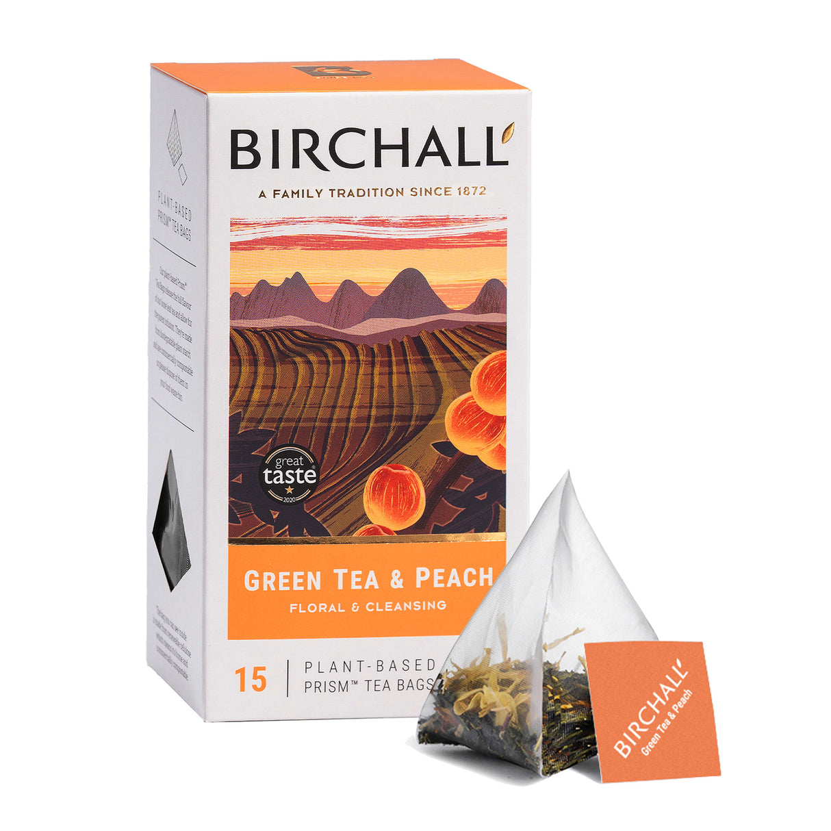 Birchall Green Tea & Peach Prism Tea Bags 6x15