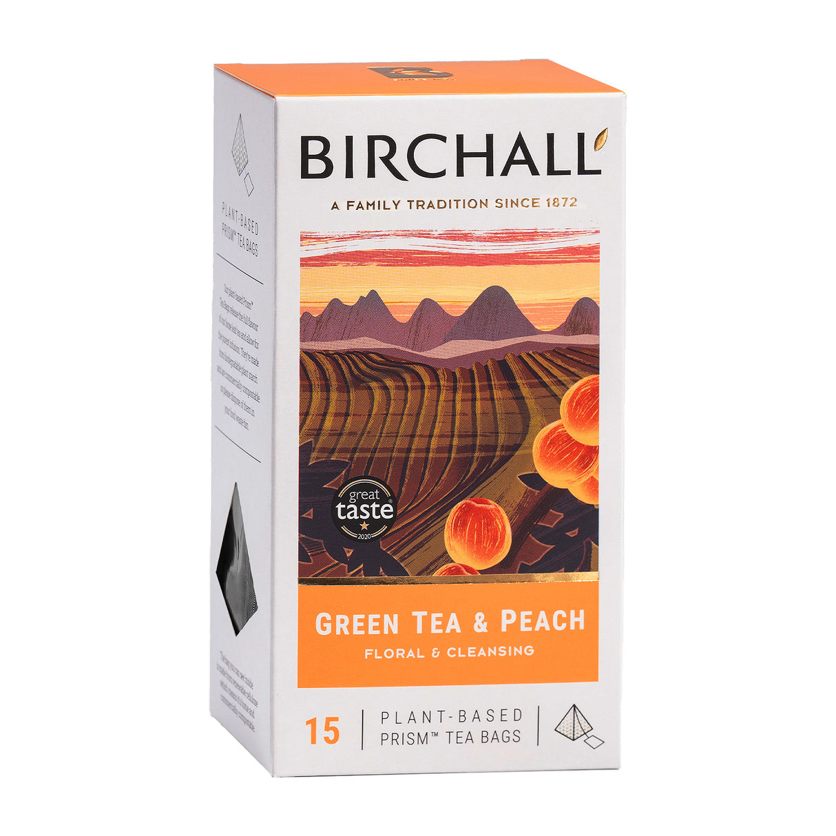 Birchall Green Tea & Peach Prism Tea Bags 6x15