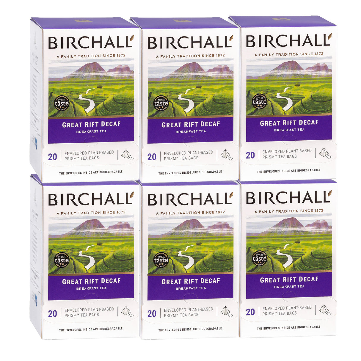 Birchall Great Rift Decaf Enveloped Prism Tea Bags 6x20