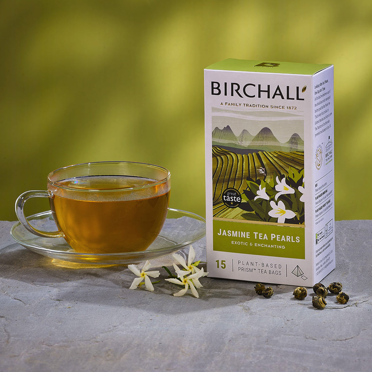 Birchall Jasmine Tea Pearls Prism Tea Bags 6x15