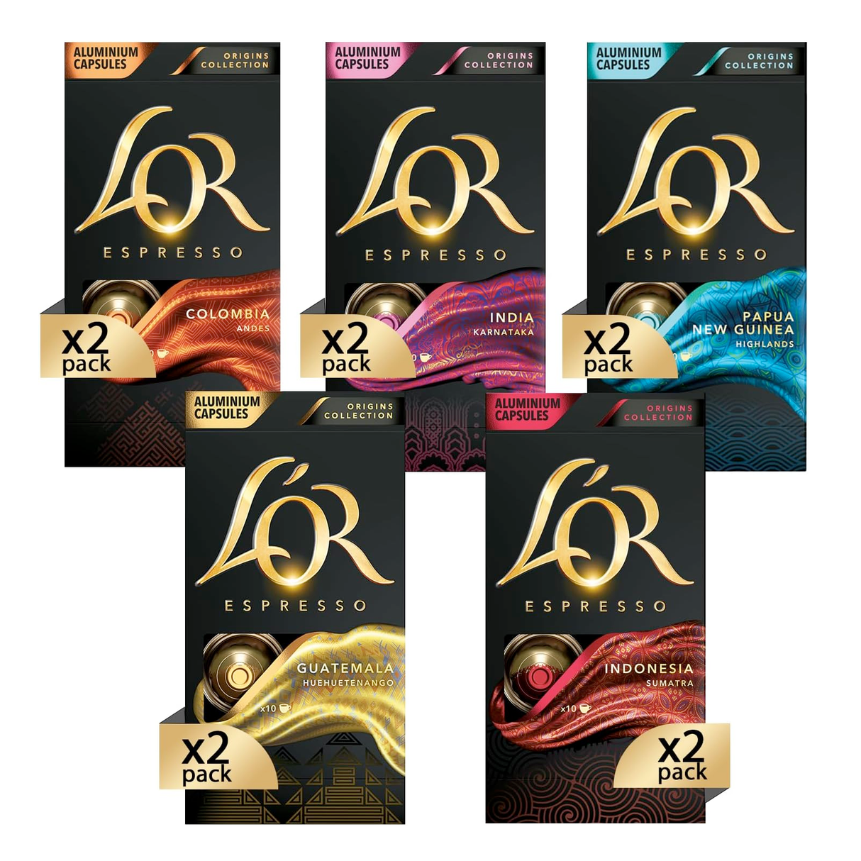 L'OR Origins Variety Bundle 100 Nespresso Compatible Coffee Pods