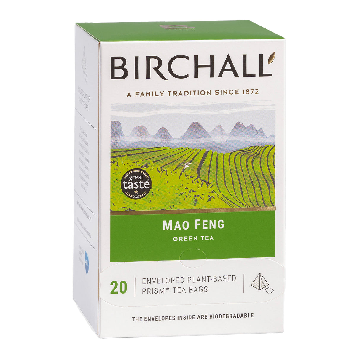 Birchall Mao Feng Green Tea Enveloped Prism Tea Bags 6x20