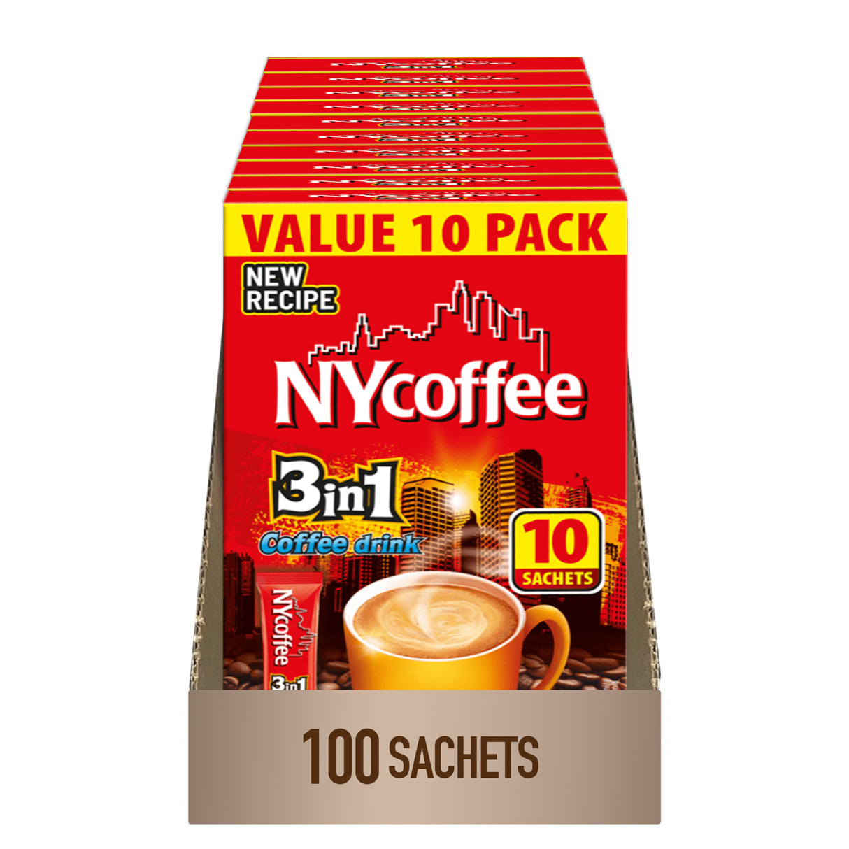 New York 3in1 Instant Coffee Sachets Case 10x10