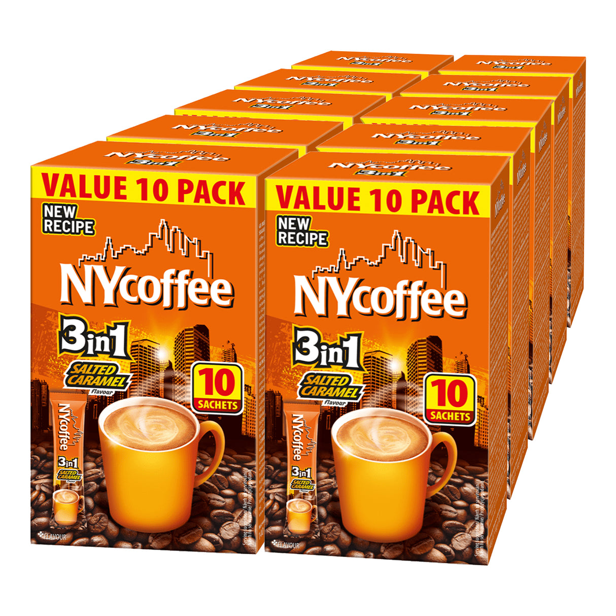 New York 3in1 Salted Caramel Coffee Sachets 10 pack