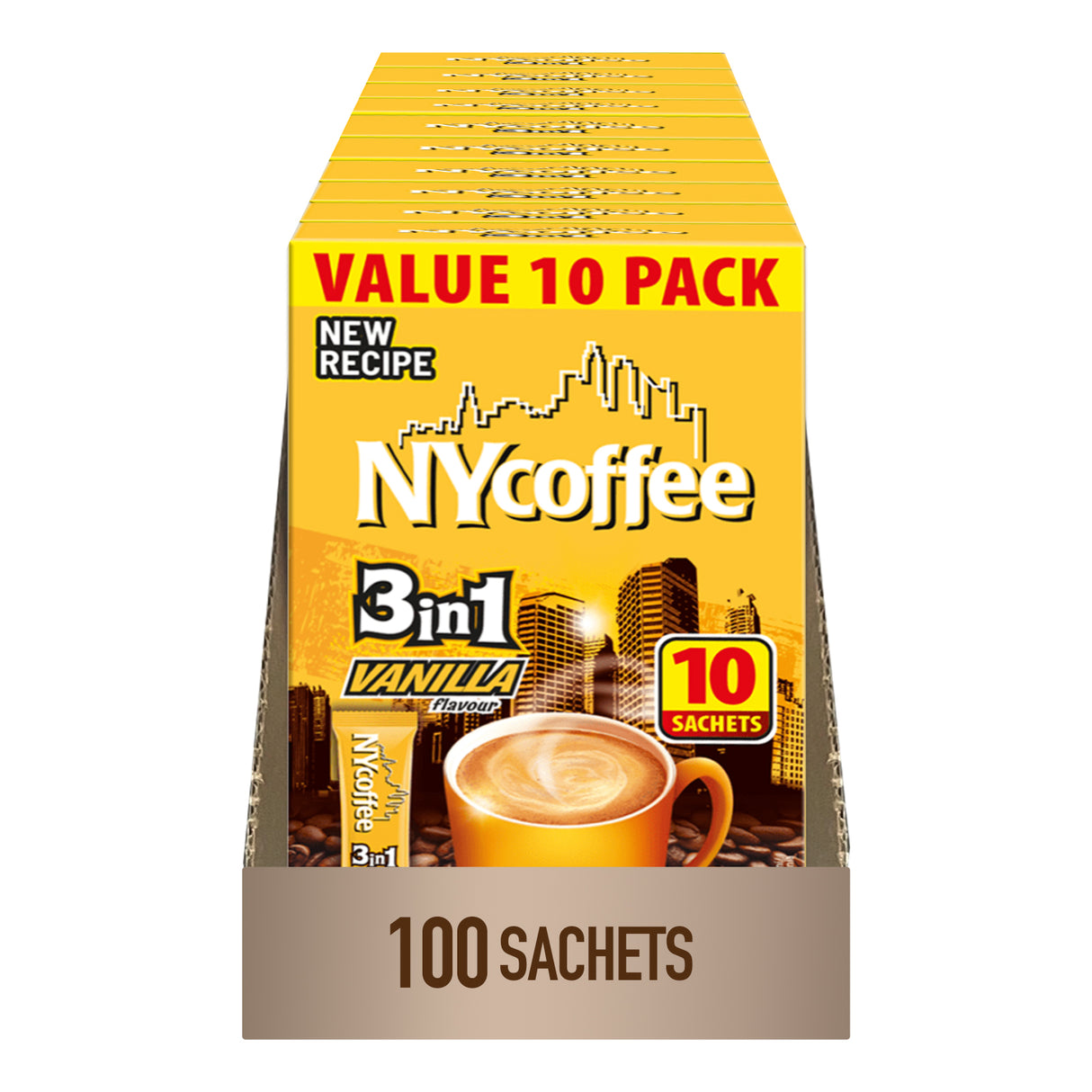 New York 3in1 Vanilla Coffee Sachets Case 10x10