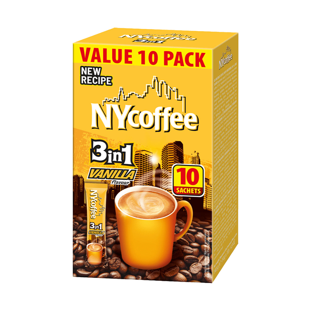 New York 3in1 Vanilla Coffee Sachets Case 10x10