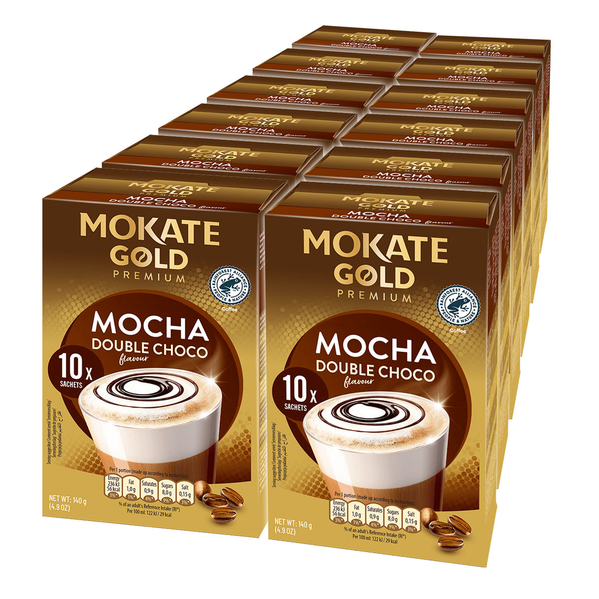 Mokate Gold Premium Mocha Double Choco Sachets Case 12x10