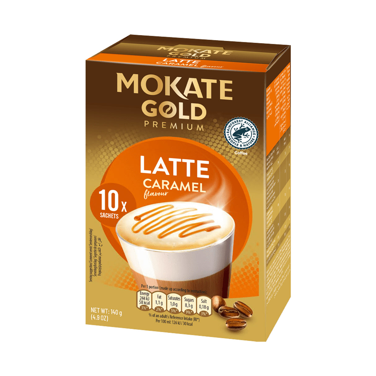 Mokate Gold Premium Caramel Latte Sachets Case 12x10