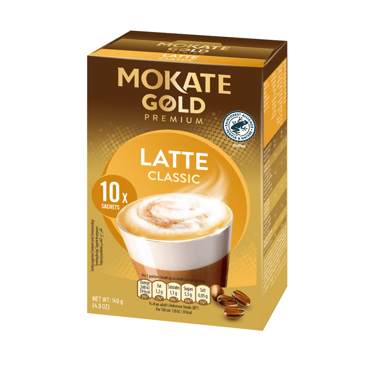 Mokate Gold Premium Classic Latte Coffee Sachets Case 12x10