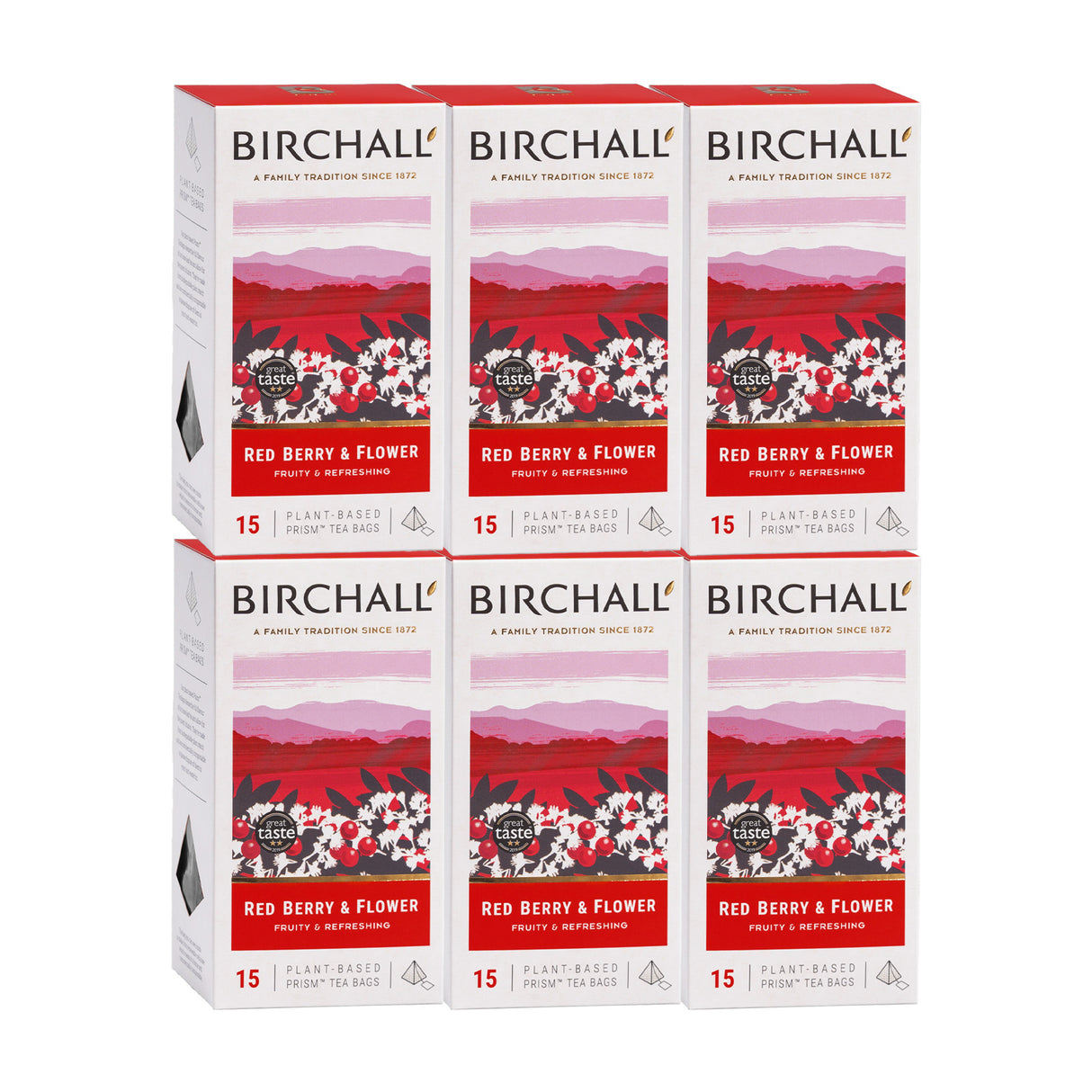 Birchall Red Berry & Flower Prism Tea Bags 6x15